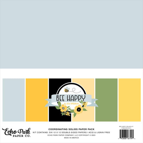 Bee Happy - Echo Park - Double-Sided Cardstock 12"X12" 6/Pkg - Solids