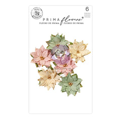 Christmas Market - Prima Marketing - Mulberry Paper Flowers 6/pkg - Enchanting Morning (7825)