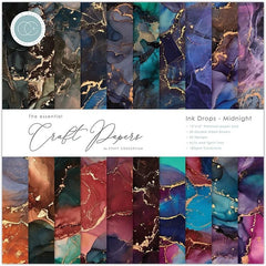 Craft Consortium - 12"x12" Essential Craft Papers Pad - Ink Drops - Midnight