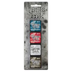Tim Holtz - Distress Mini Ink Kits - #18 (Uncharted Mariner, Lumberjack Plaid, Lost Shadow, Scorched Timber)