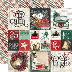 Simple Vintage 'Tis The Season - Simple Stories - Double-Sided Cardstock 12"X12 -  2"x2"/4"x4" Elements