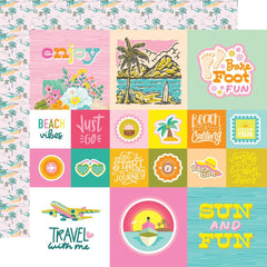 Just Beachy - Simple Stories - Double-Sided Cardstock 12"X12" - 2"x2"/4"x4" Elements