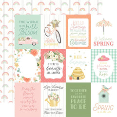 Here Comes Spring - Carta Bella - Double-Sided Cardstock 12"X12" - 3"x4" Journaling Cards
