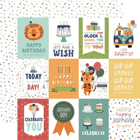 A Birthday Wish (BOY) - Echo Park - Double-Sided Cardstock 12"X12" - 3"X4" Journaling Cards