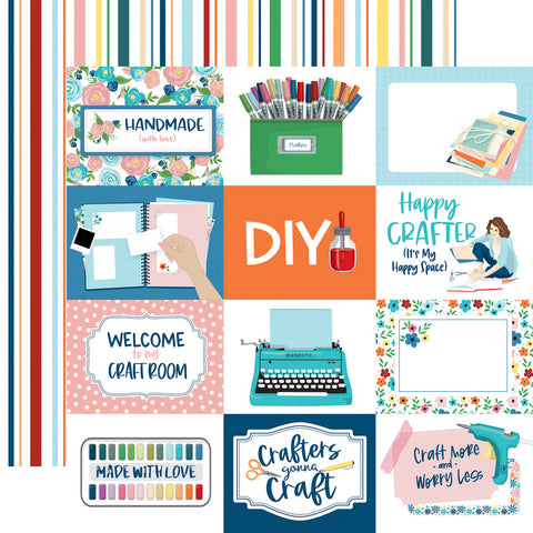 Happy Crafting - Carta Bella - Double-Sided Cardstock 12"X12" - 4"X3" Journaling Cards