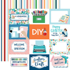 Happy Crafting - Carta Bella - Double-Sided Cardstock 12"X12" - 4"X3" Journaling Cards