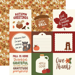 I Love Fall - Echo Park - Double-Sided Cardstock 12"X12" - 4"x4" Journaling Cards