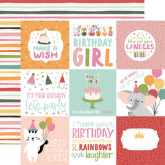 A Birthday Wish (GIRL) - Echo Park - Double-Sided Cardstock 12"X12" - 4"x4" Journaling Cards