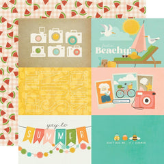 Summer Snapshots - Simple Stories - Double-Sided Cardstock 12"X12" - 4"x6" Elements