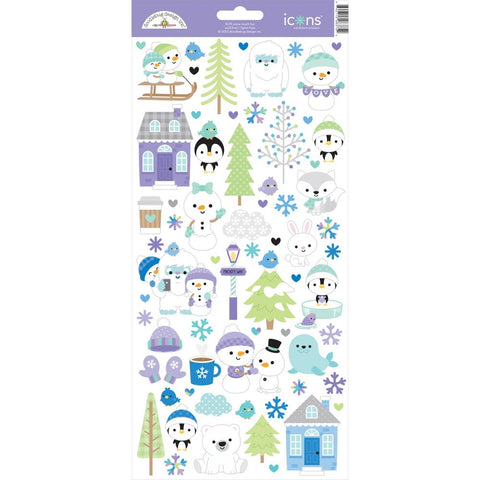 Snow Much Fun - Doodlebug - Cardstock Stickers 6"x12" - Icons (3752)