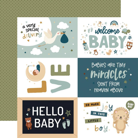 Special Delivery BABY BOY - Echo Park - Double-Sided Cardstock 12"X12" - 6"x4" Journaling Cards