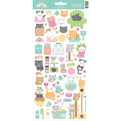 Pretty Kitty - Doodlebug - Cardstock Stickers 6"X13" - Icons