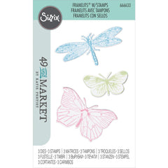 Sizzix/49 & Market - Framelits Die & Stamp Set 3/Pkg - Engraved Wings (9067)