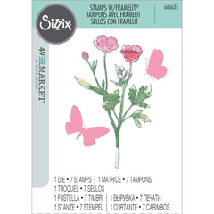 Sizzix/49 & Market - Framelits Die & A5 Stamp Set - Painted Pencil Botanical (9081)