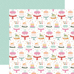 A Birthday Wish (GIRL) - Echo Park - Double-Sided Cardstock 12"X12" - Birthday Girl Cake