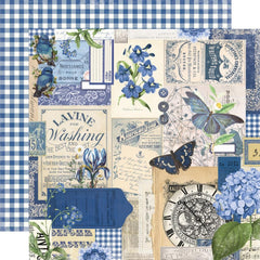 Simple Vintage Essentials Color Palette - Simple Stories - Double-Sided Cardstock 12"X12" - Blue Collage