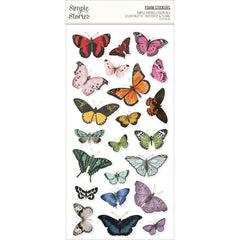 Simple Vintage Essentials Color Palette - Simple Stories - Foam Stickers 39/Pkg - Butterfly & Floral (0032)