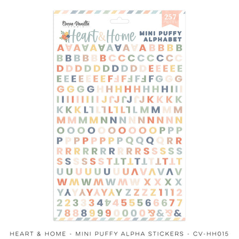 Heart & Home - Cocoa Vanilla Studios - Mini Puffy Stickers - Alphabet  (0643)