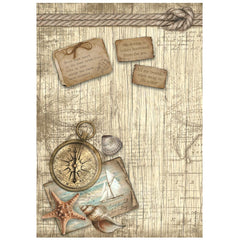 Sea Land - Stamperia - A4 Rice Paper - Compass (3615)