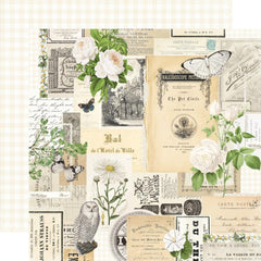 Simple Vintage Essentials Color Palette - Simple Stories - Double-Sided Cardstock 12"X12" - Cream Collage
