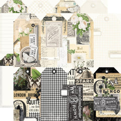 Simple Vintage Essentials Color Palette - Simple Stories - Double-Sided Cardstock 12"X12" - Cream & Black Tags