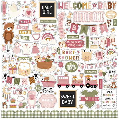 Special Delivery BABY GIRL - Echo Park - Cardstock Stickers 12"X12" - Elements