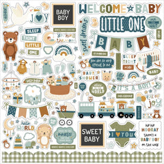 Special Delivery BABY BOY - Echo Park - Cardstock Stickers 12"X12" - Elements