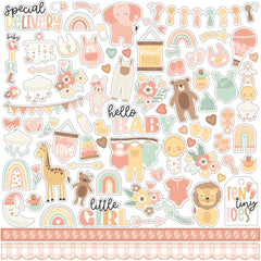 Our Baby (Girl) - Echo Park - Cardstock Stickers 12"X12" - Elements