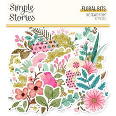 Noteworthy - Simple Stories - Bits & Pieces Die-Cuts 32/Pkg - Floral