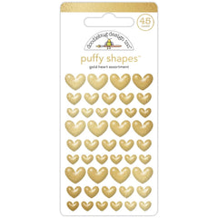Hello Again - Doodlebug - Puffy Shapes Stickers - Gold Heart