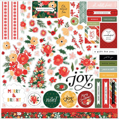 Christmas Flora Joyful - Carta Bella - Cardstock Stickers 12"X12" - Elements