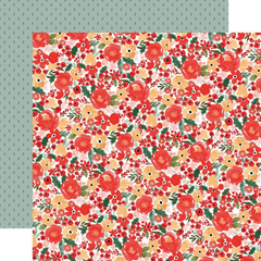 Christmas Flora Joyful - Carta Bella - Double-Sided Cardstock 12"X12" - Joyful Small Floral