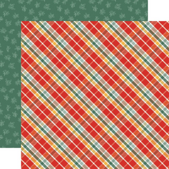 Christmas Flora Joyful - Carta Bella - Double-Sided Cardstock 12"X12" - Joyful Plaid