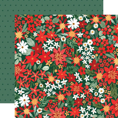 Christmas Flora Joyful - Carta Bella - Double-Sided Cardstock 12"X12" - Joyful Medium Floral