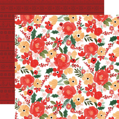 Christmas Flora Joyful - Carta Bella - Double-Sided Cardstock 12"X12" - Joyful Large Floral