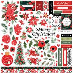 Christmas Flora Merry - Carta Bella - Cardstock Stickers 12"X12" - Elements