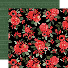Christmas Flora Merry - Carta Bella - Double-Sided Cardstock 12"X12"  - Merry Large Floral