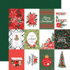 Christmas Flora Merry - Carta Bella - Double-Sided Cardstock 12"X12"  - Merry Journaling Cards