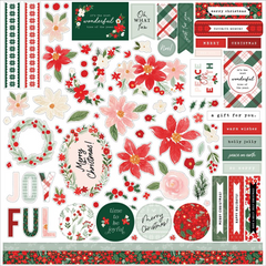 Christmas Flora Peaceful- Carta Bella - Cardstock Stickers 12"X12" - Elements