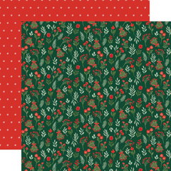 Christmas Flora Peaceful- Carta Bella - Double-Sided Cardstock 12"X12" - Peaceful Stems