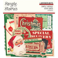 Simple Vintage Dear Santa - Simple Stories - Bits & Pieces Die-Cuts 14/Pkg - Layered