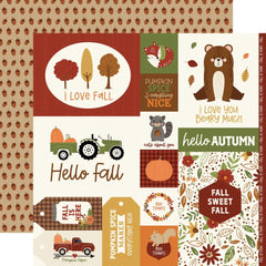 I Love Fall - Echo Park - Double-Sided Cardstock 12"X12" - Multi Journaling Cards