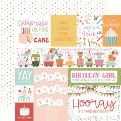 A Birthday Wish (GIRL) - Echo Park - Double-Sided Cardstock 12"X12" - Multi Journaling Cards