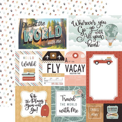 Let's Take The Trip  - Echo Park - Double-Sided Cardstock 12"X12" - Mutli Journaling Cards