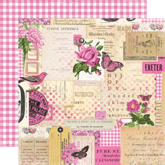 Simple Vintage Essentials Color Palette - Simple Stories - Double-Sided Cardstock 12"X12" - Pink Collage