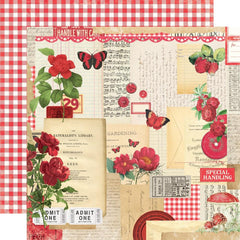 Simple Vintage Essentials Color Palette - Simple Stories - Double-Sided Cardstock 12"X12" - Red Collage