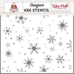 Christmas Time - Echo Park - 6"x6" Stencil - Snowy Night Snowflakes