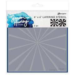 Simon Hurley create. - Layering Stencil 6"X6" (2pcs) - Sunrays