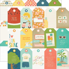 Summer Snapshots - Simple Stories - Double-Sided Cardstock 12"X12" - Tags Elements