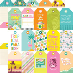 Just Beachy - Simple Stories - Double-Sided Cardstock 12"X12" - Tags Elements